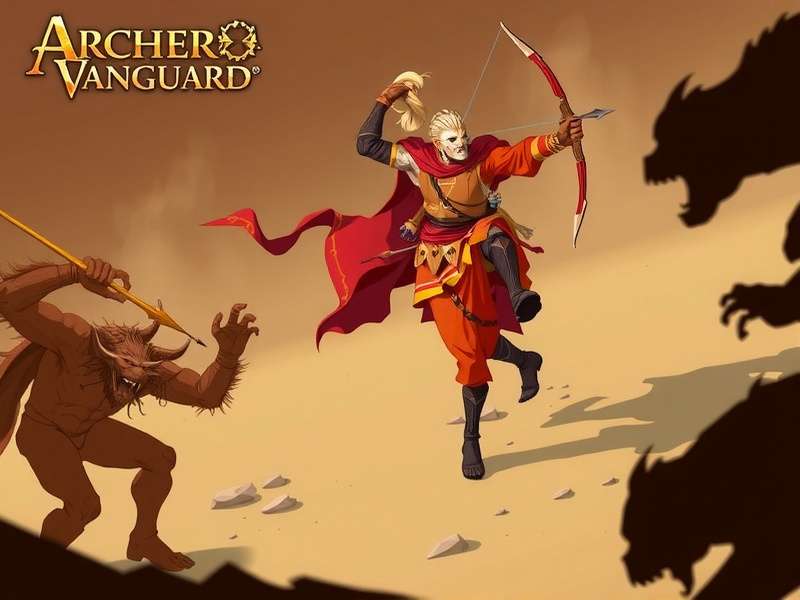 Archero Vanguard - Rajasthan Expansion Concept Art Concept art for Archero Vanguard's Rajasthan expansion showing a warrior in traditional Rajput armor fighting desert demons